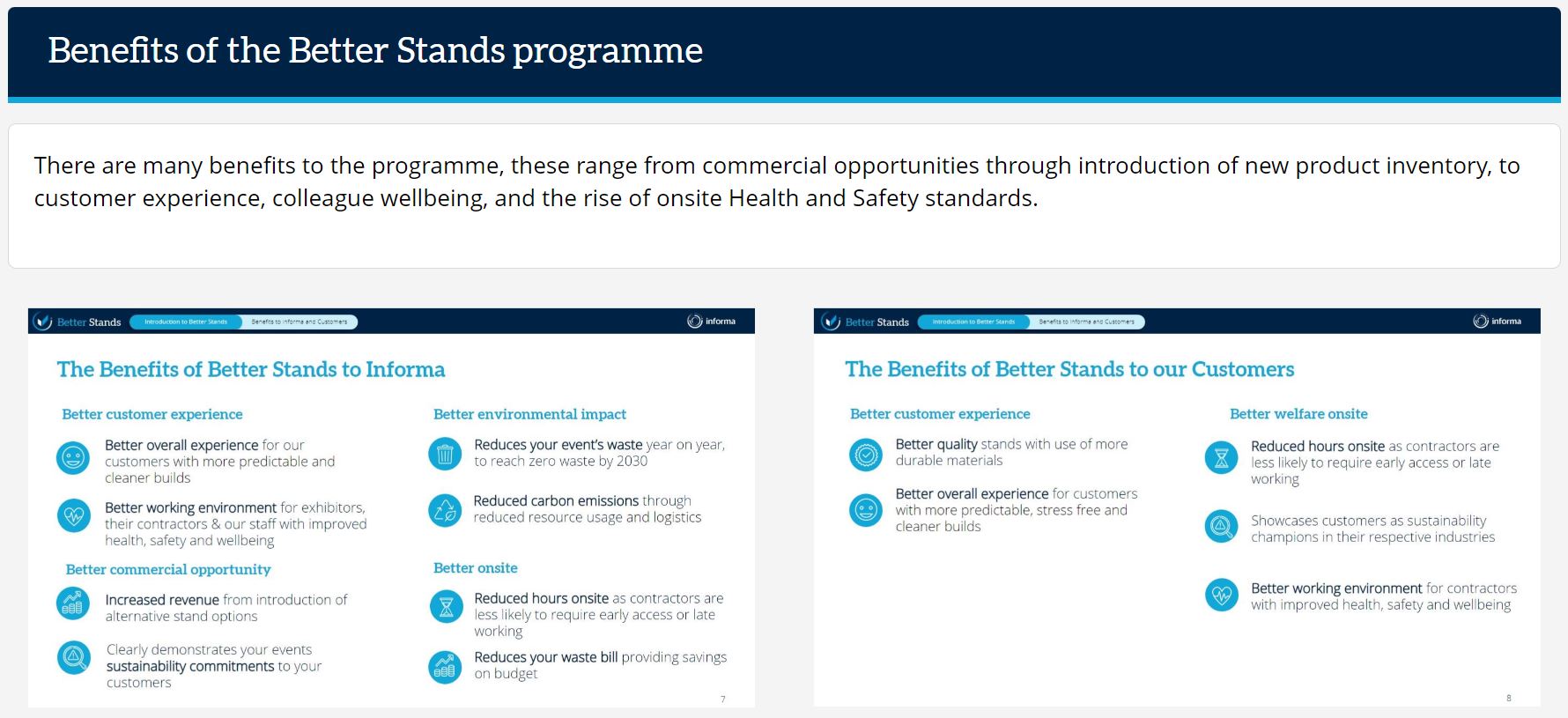 Better stands programme 