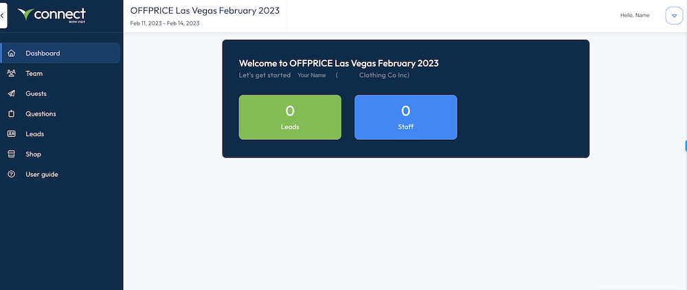 Visit Connect Dashboard